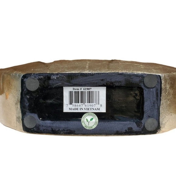 Mid Century Modern Modernist Oval Disc Art Pottery Vase Gold Leaf - Picture 6 of 10